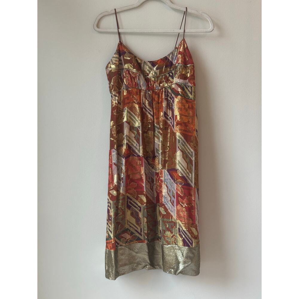 Nicole Miller Collection Size 4 Spaghetti Strap Lined with Metallic Short Dress